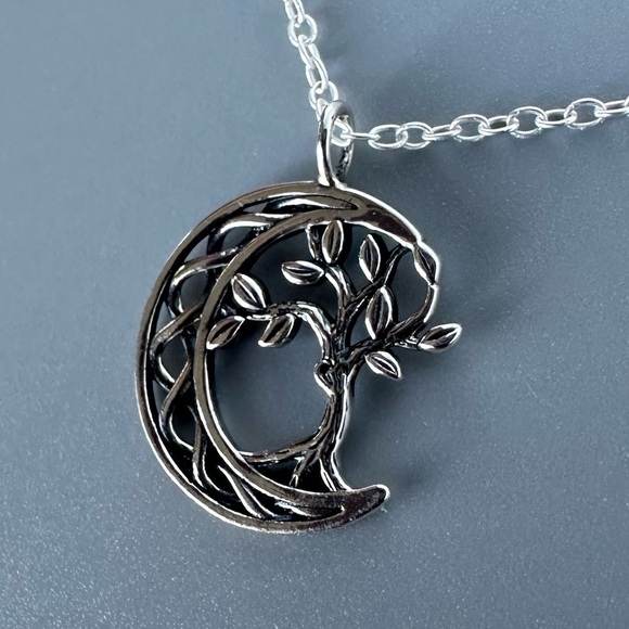 Sterling Silver Tree of Life and Moon Necklace - Picture 3 of 11